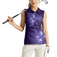 New Zealand Matariki Women Sleeveless Polo Shirt Purple Milky Way Stars Night Sky LT9 - Polynesian Pride