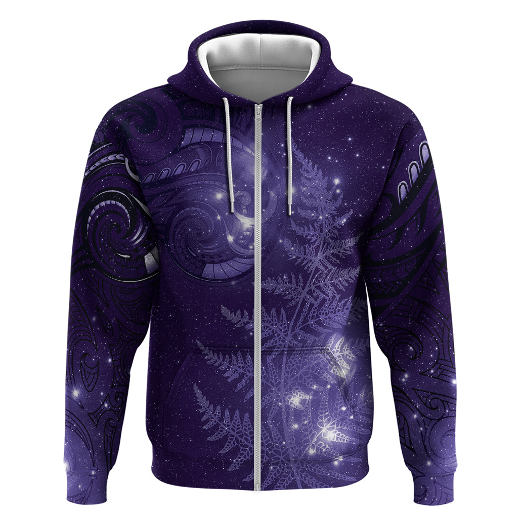 New Zealand Matariki Zip Hoodie Purple Milky Way Stars Night Sky LT9 Zip Hoodie Purple - Polynesian Pride