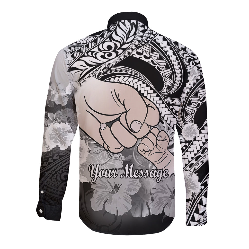 Personalised Polynesian Pride Happy Father Day Long Sleeve Button Shirt I Love You Dad - Polynesian Tribal Black LT9 - Polynesian Pride