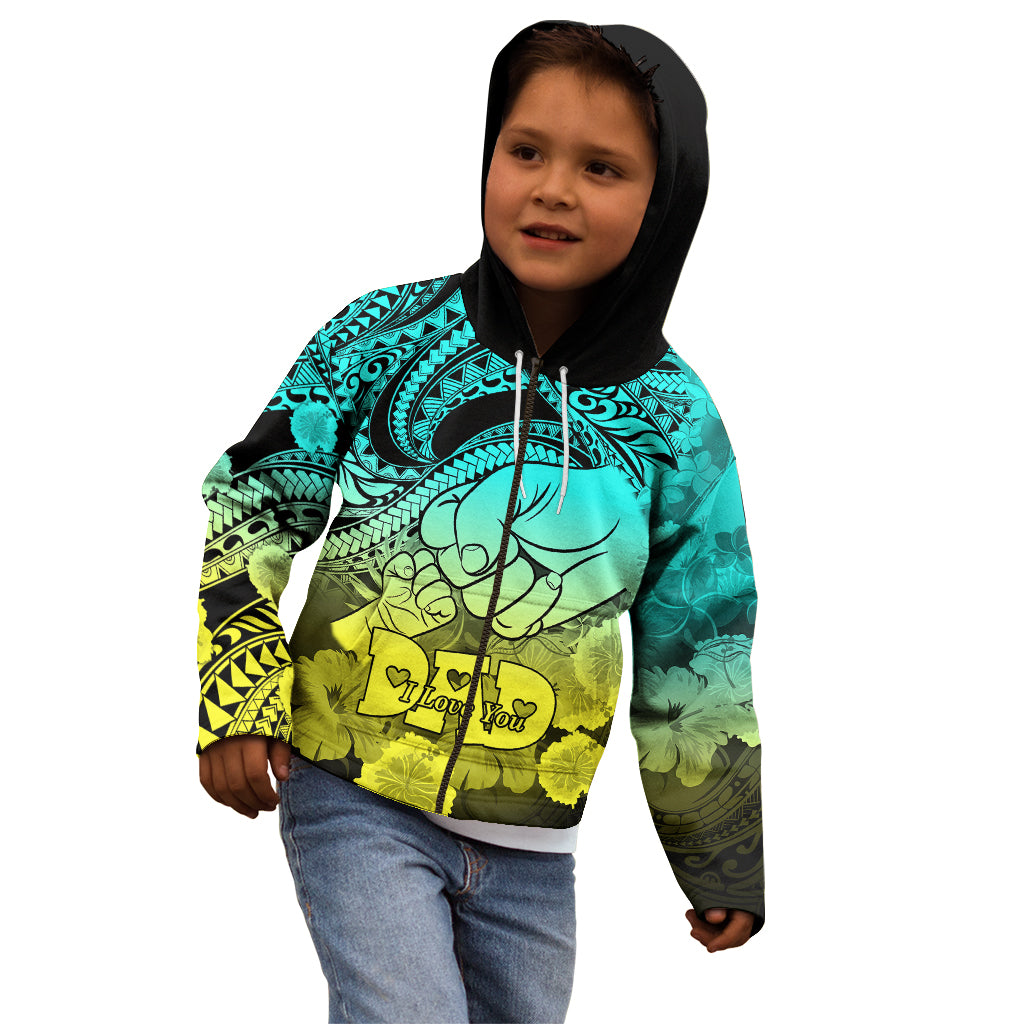 Polynesian Pride Happy Father Day Kid Hoodie I Love You Dad - Polynesian Tribal Gradient 1 LT9 - Polynesian Pride