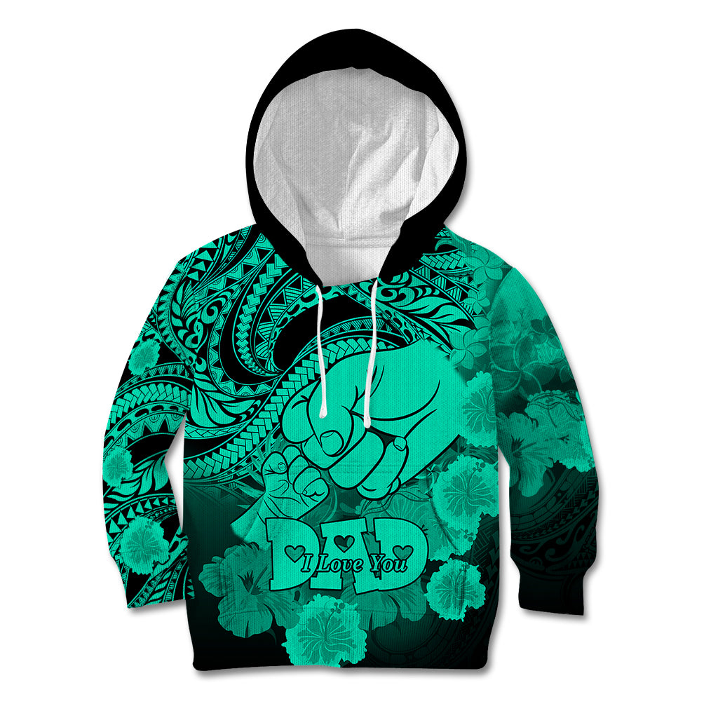 Personalised Polynesian Pride Happy Father Day Kid Hoodie I Love You Dad - Polynesian Tribal Green LT9 Hoodie Green - Polynesian Pride