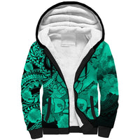 Personalised Polynesian Pride Happy Father Day Sherpa Hoodie I Love You Dad - Polynesian Tribal Green LT9 Unisex Green - Polynesian Pride