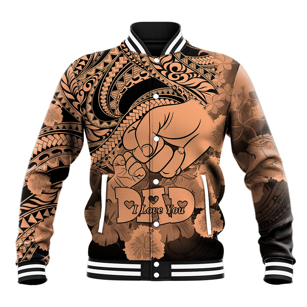 Polynesian Pride Happy Father Day Baseball Jacket I Love You Dad - Polynesian Tribal Nude LT9 Unisex Nude - Polynesian Pride