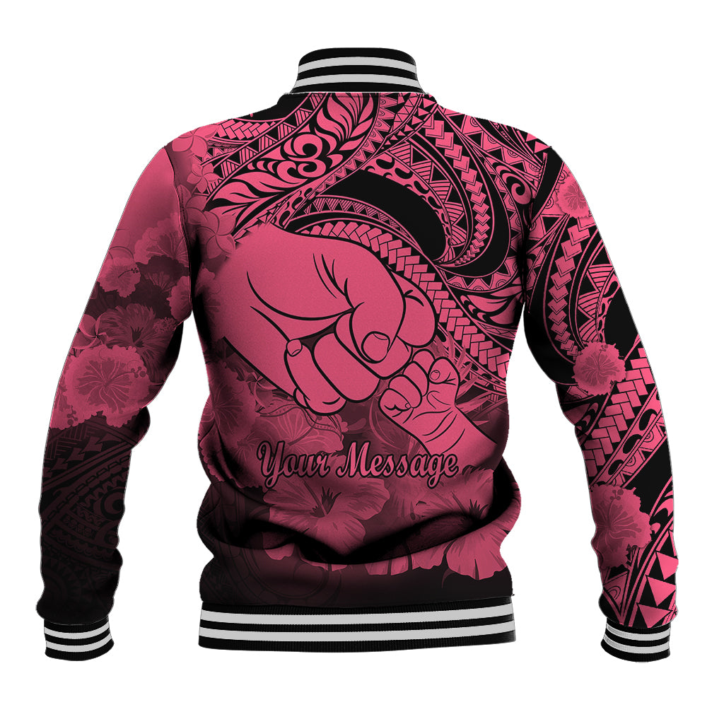 Personalised Polynesian Pride Happy Father Day Baseball Jacket I Love You Dad - Polynesian Tribal Pink LT9 - Polynesian Pride