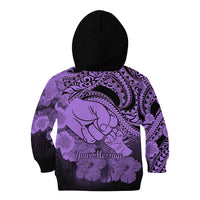 Personalised Polynesian Pride Happy Father Day Kid Hoodie I Love You Dad - Polynesian Tribal Purple LT9 - Polynesian Pride