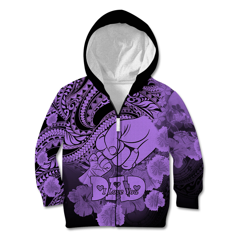 Personalised Polynesian Pride Happy Father Day Kid Hoodie I Love You Dad - Polynesian Tribal Purple LT9 Zip Hoodie Purple - Polynesian Pride
