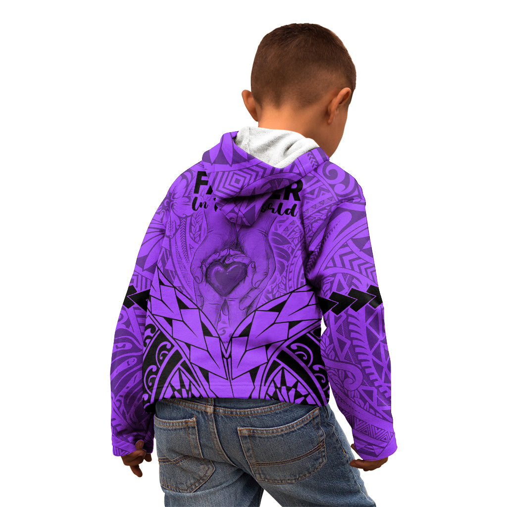 Polynesian Father's Day Gift For Dad Kid Hoodie Super Father In The World - Purple Polynesian Pattern LT9 - Polynesian Pride