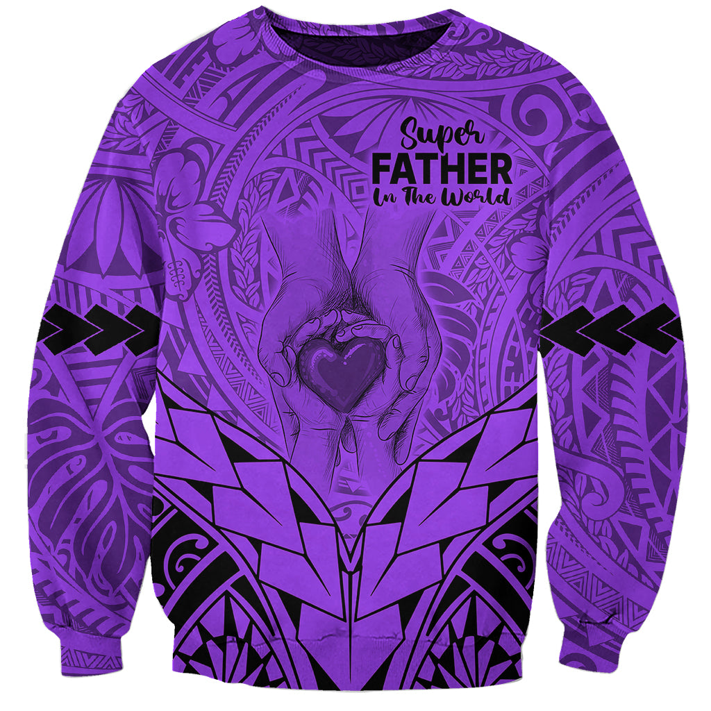 Polynesian Father's Day Gift For Dad Sweatshirt Super Father In The World - Purple Polynesian Pattern LT9 Unisex Purple - Polynesian Pride
