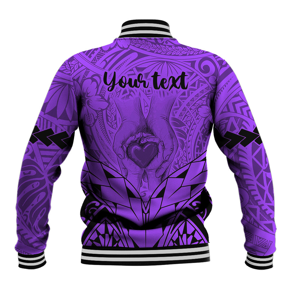 Personalised Polynesian Father's Day Gift For Dad Baseball Jacket Super Father In The World - Purple Polynesian Pattern LT9 - Polynesian Pride
