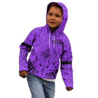 Personalised Polynesian Father's Day Gift For Dad Kid Hoodie Super Father In The World - Purple Polynesian Pattern LT9 - Polynesian Pride