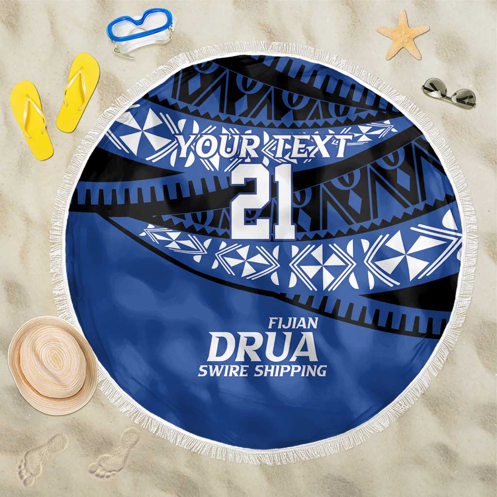 Fiji Rugby Pacific Custom Beach Blanket Pasifika Tapa Pattern