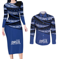 Fiji Rugby Pacific Custom Couples Matching Long Sleeve Bodycon Dress and Long Sleeve Button Shirt Pasifika Tapa Pattern