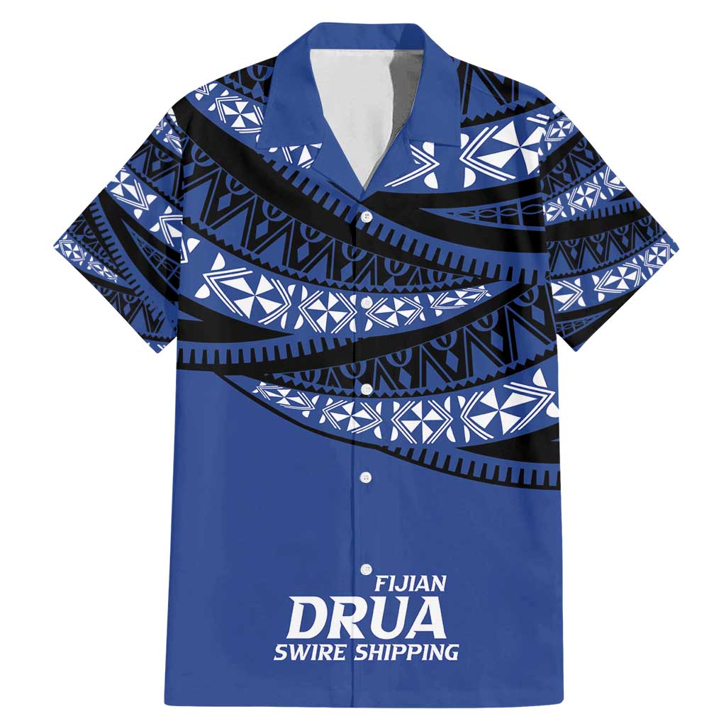 Fiji Rugby Pacific Custom Family Matching Mermaid Dress and Hawaiian Shirt Pasifika Tapa Pattern LT9 Dad's Shirt - Short Sleeve Blue - Polynesian Pride