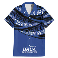 Fiji Rugby Pacific Custom Family Matching Mermaid Dress and Hawaiian Shirt Pasifika Tapa Pattern LT9 Dad's Shirt - Short Sleeve Blue - Polynesian Pride