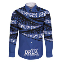 Fiji Rugby Pacific Custom Family Matching Off The Shoulder Long Sleeve Dress and Hawaiian Shirt Pasifika Tapa Pattern