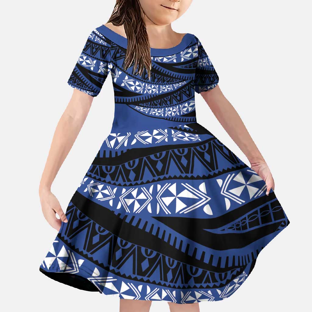 Fiji Rugby Pacific Custom Family Matching Off Shoulder Maxi Dress and Hawaiian Shirt Pasifika Tapa Pattern