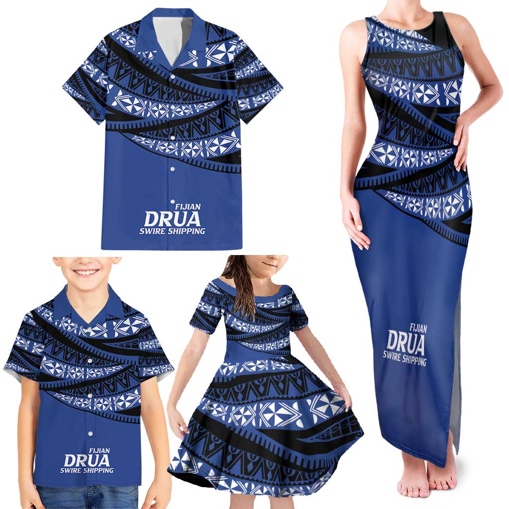 Fiji Rugby Pacific Custom Family Matching Tank Maxi Dress and Hawaiian Shirt Pasifika Tapa Pattern