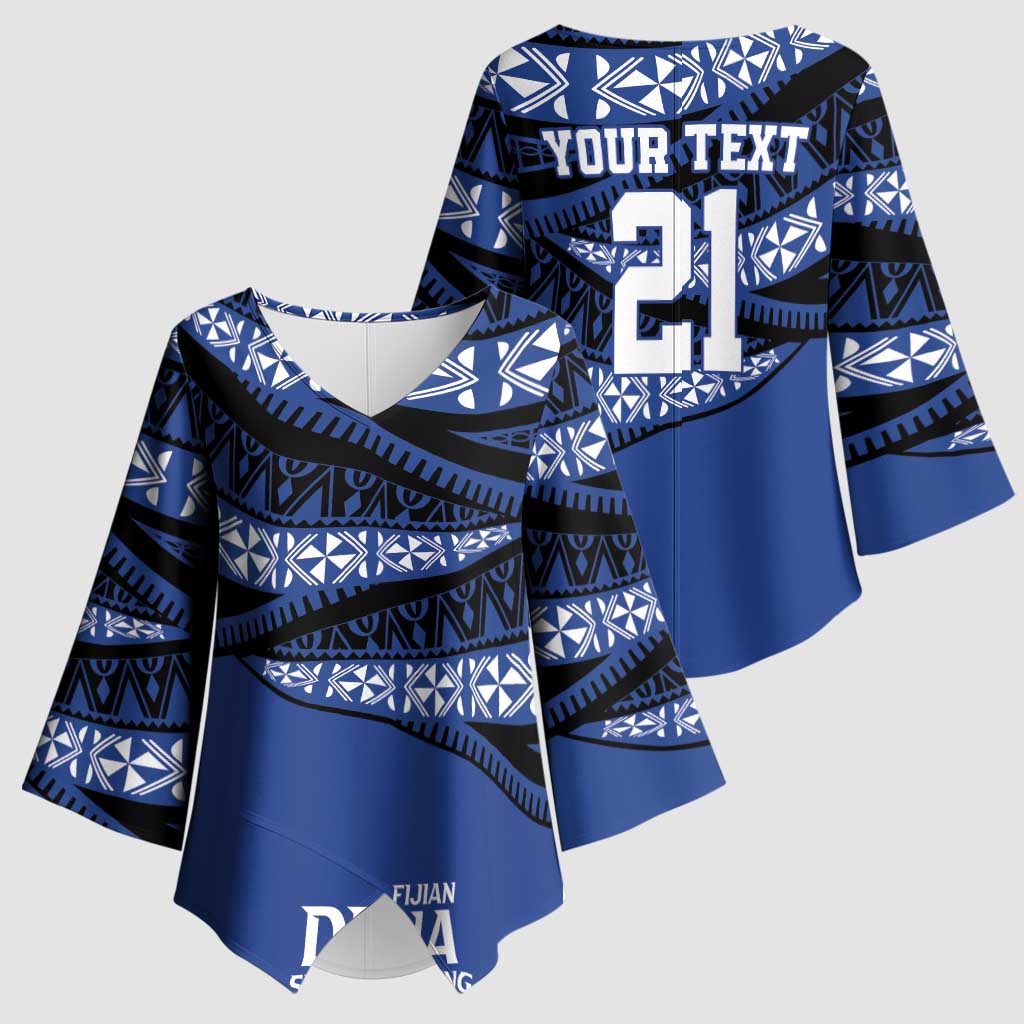 Fiji Rugby Pacific Custom Kimono Sleeve Blouse Pasifika Tapa Pattern - Polynesian Pride