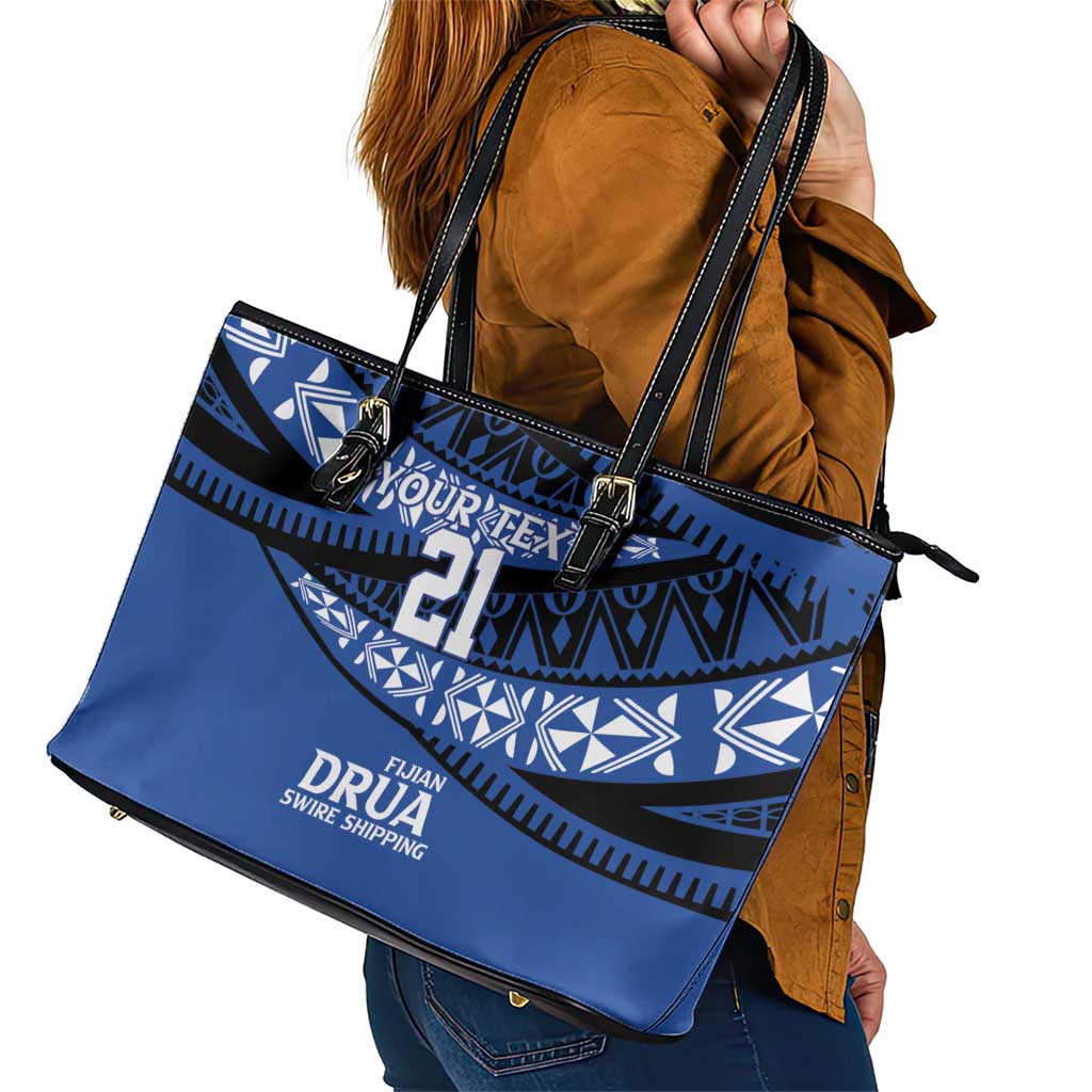 Fiji Rugby Pacific Custom Leather Tote Bag Pasifika Tapa Pattern