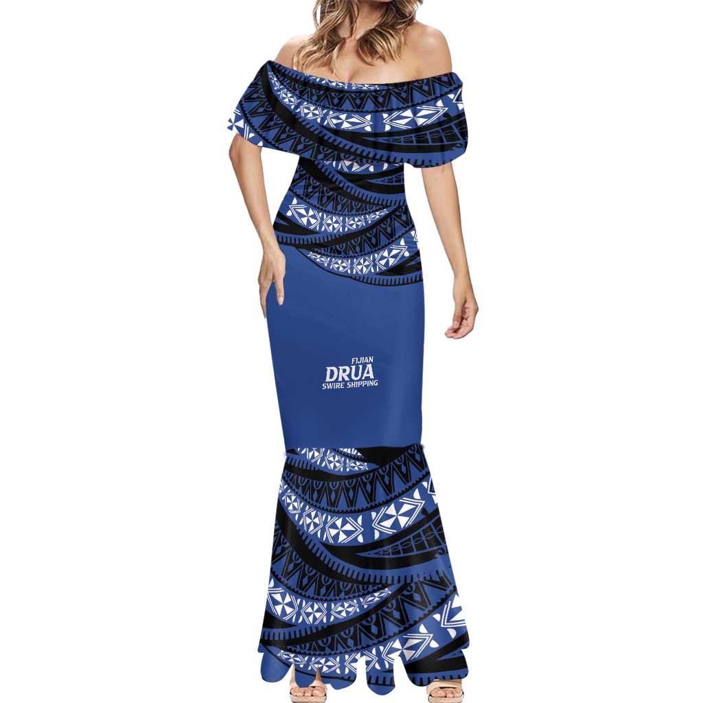 Fiji Rugby Pacific Custom Mermaid Dress Pasifika Tapa Pattern