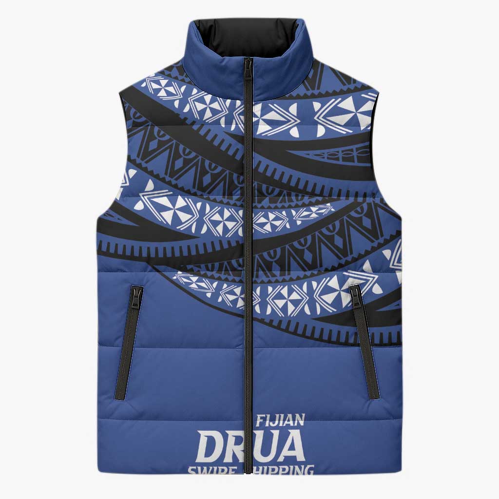 Fiji Rugby Pacific Custom Sleeveless Puffer Jacket Pasifika Tapa Pattern - Polynesian Pride