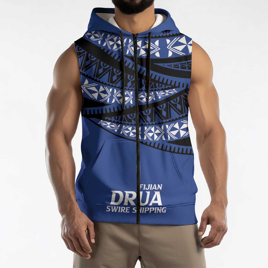 Fiji Rugby Pacific Custom Sleeveless Zip Hoodie Pasifika Tapa Pattern - Polynesian Pride
