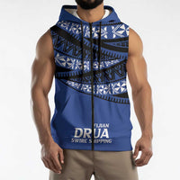 Fiji Rugby Pacific Custom Sleeveless Zip Hoodie Pasifika Tapa Pattern - Polynesian Pride