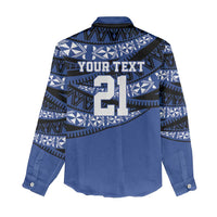 Fiji Rugby Pacific Custom Women Casual Shirt Pasifika Tapa Pattern