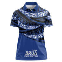 Fiji Rugby Pacific Custom Women Polo Shirt Pasifika Tapa Pattern LT9 Female Blue - Polynesian Pride