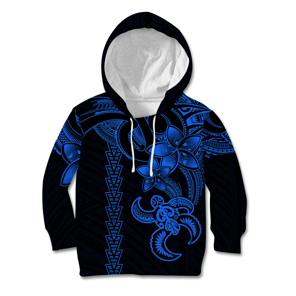 Hawaiian Tribal Kid Hoodie Polynesian Kakau Turtle - Blue LT9 Blue - Polynesian Pride