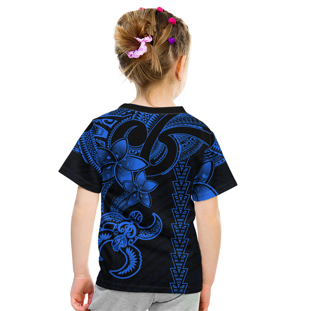 Hawaiian Tribal Kid T Shirt Polynesian Kakau Turtle - Blue LT9 - Polynesian Pride
