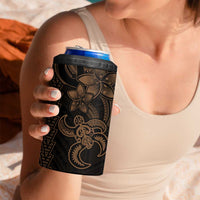 Gold Hawaiian Kakau Turtle 4 in 1 Can Cooler Tumbler Polynesian Tribal
