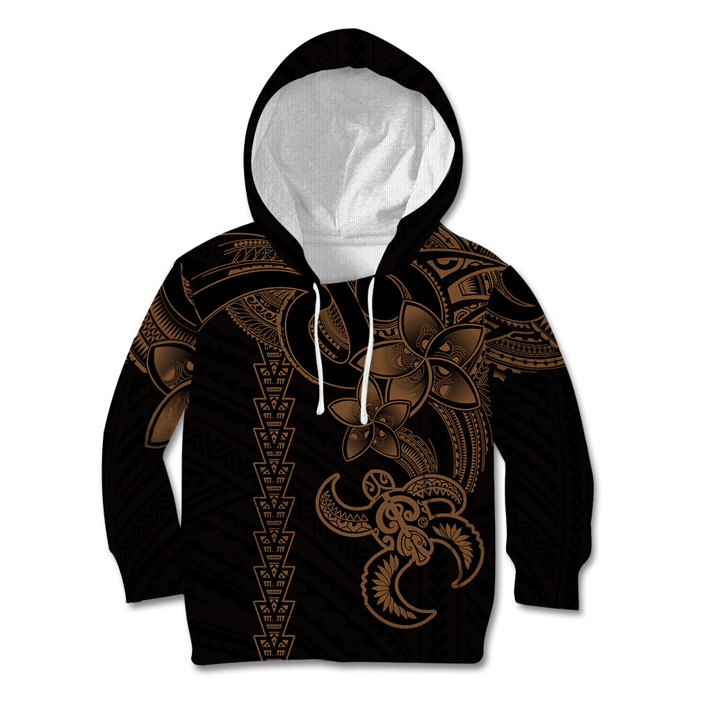 Hawaiian Tribal Kid Hoodie Polynesian Kakau Turtle - Gold LT9 Gold - Polynesian Pride