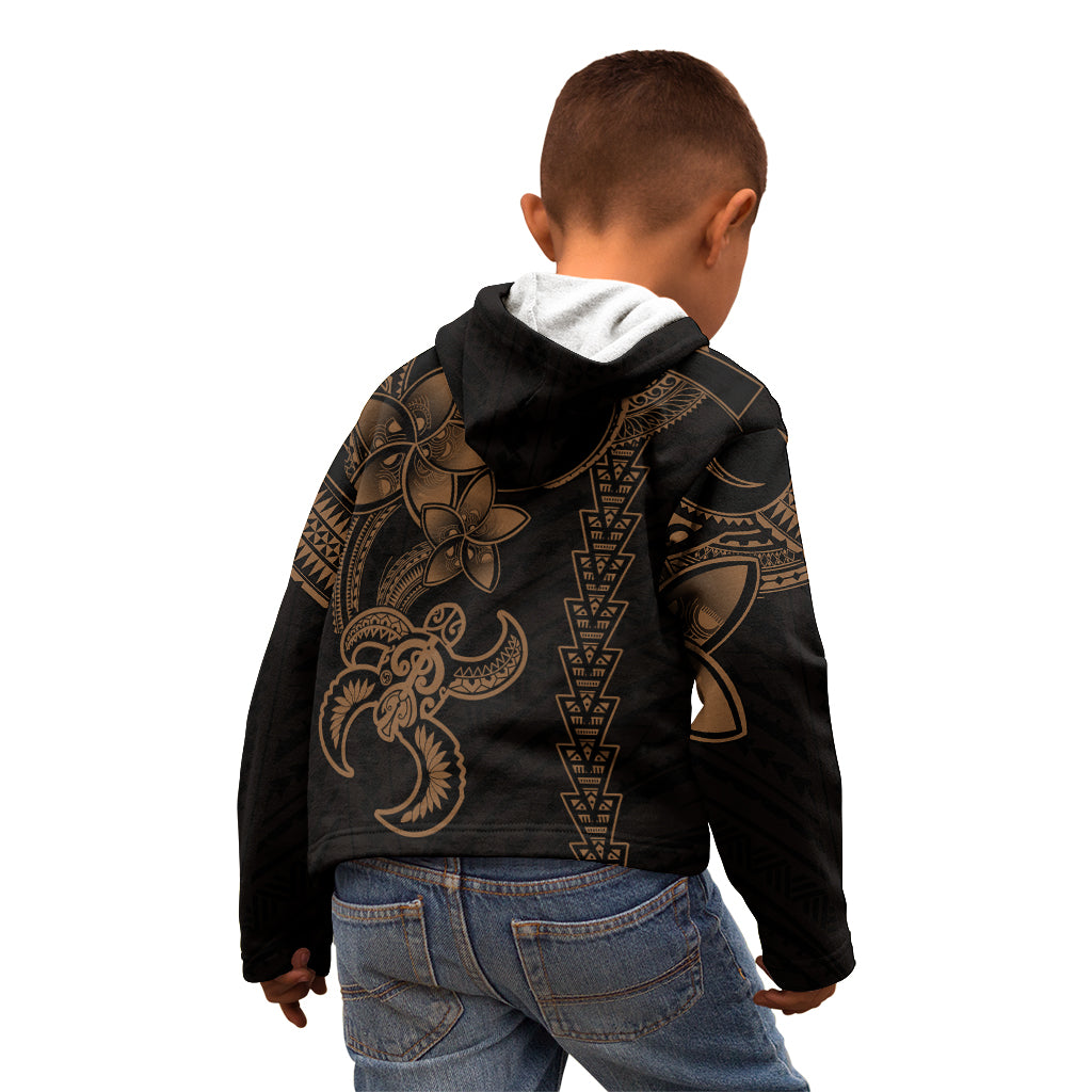 Hawaiian Tribal Kid Hoodie Polynesian Kakau Turtle - Gold LT9 - Polynesian Pride