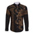 Hawaiian Tribal Long Sleeve Button Shirt Polynesian Kakau Turtle - Gold LT9 Unisex Gold - Polynesian Pride