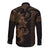 Hawaiian Tribal Long Sleeve Button Shirt Polynesian Kakau Turtle - Gold LT9 - Polynesian Pride