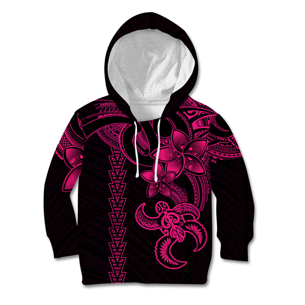 Hawaiian Tribal Kid Hoodie Polynesian Kakau Turtle - Pink LT9 Pink - Polynesian Pride