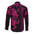 Hawaiian Tribal Long Sleeve Button Shirt Polynesian Kakau Turtle - Pink LT9 - Polynesian Pride