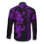 Hawaiian Tribal Long Sleeve Button Shirt Polynesian Kakau Turtle - Purple LT9 - Polynesian Pride