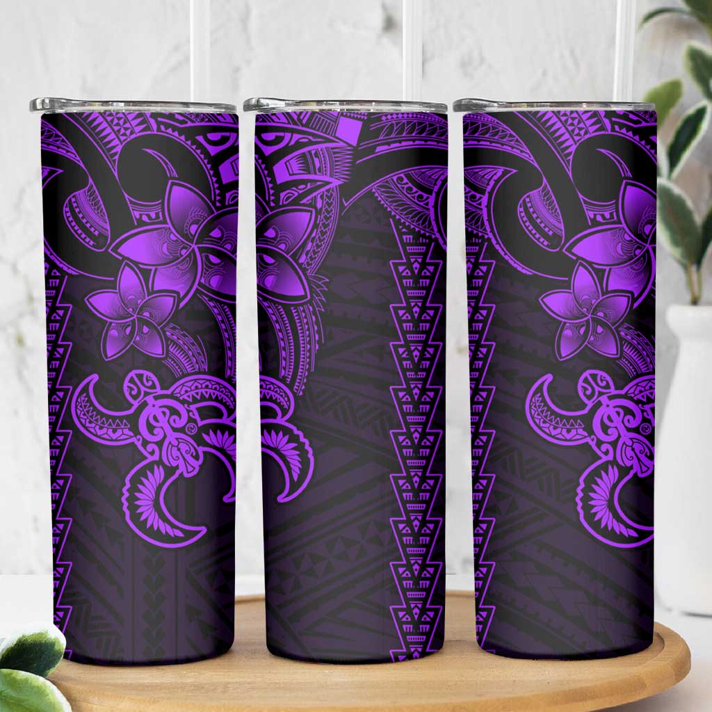 Purple Hawaiian Kakau Turtle Skinny Tumbler Polynesian Tribal LT9 - Polynesian Pride