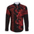 Hawaiian Tribal Long Sleeve Button Shirt Polynesian Kakau Turtle - Red LT9 Unisex Red - Polynesian Pride