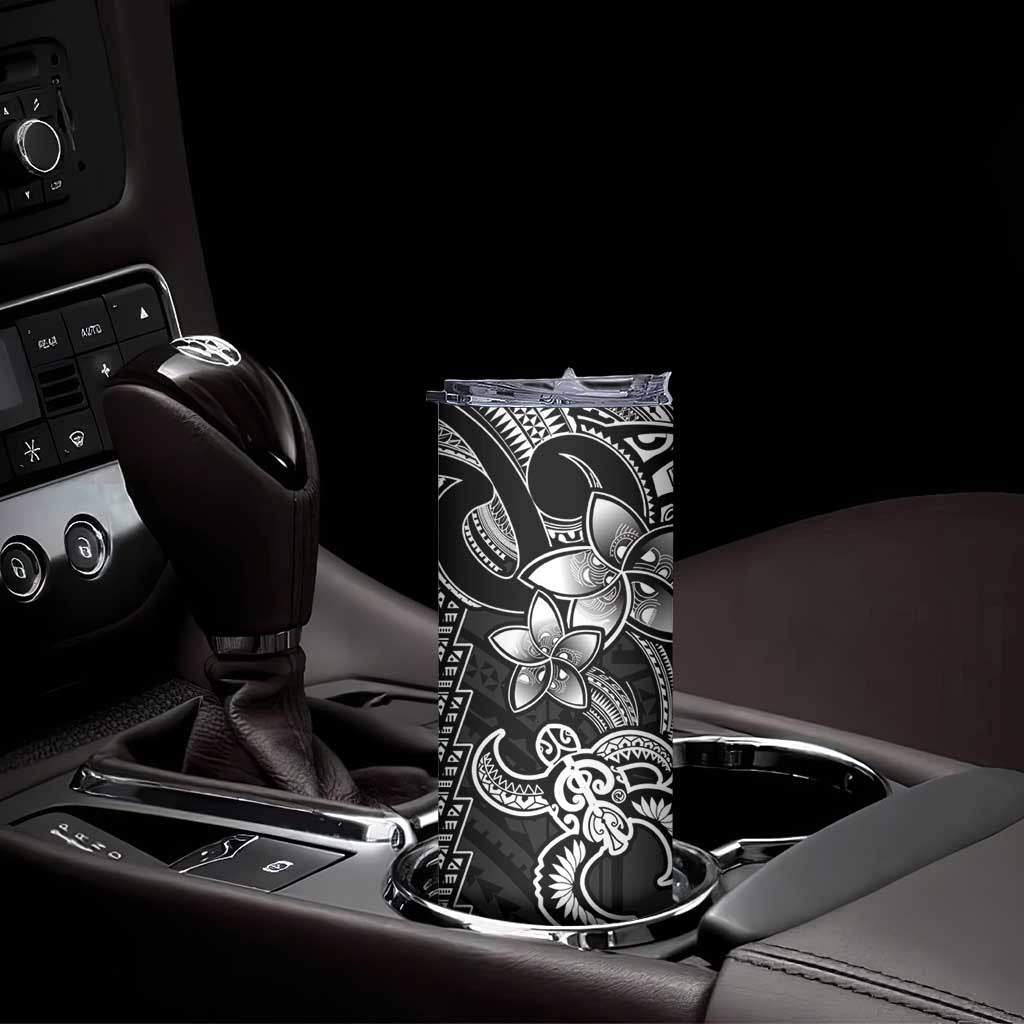 White Hawaiian Kakau Turtle Skinny Tumbler Polynesian Tribal