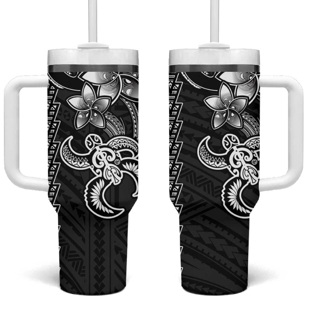 White Hawaiian Kakau Turtle Tumbler With Handle Polynesian Tribal LT9 One Size: 40 oz White - Polynesian Pride