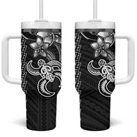 White Hawaiian Kakau Turtle Tumbler With Handle Polynesian Tribal LT9 One Size: 40 oz White - Polynesian Pride