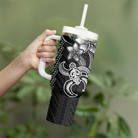White Hawaiian Kakau Turtle Tumbler With Handle Polynesian Tribal LT9 - Polynesian Pride