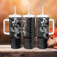 White Hawaiian Kakau Turtle Tumbler With Handle Polynesian Tribal LT9 - Polynesian Pride