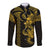 Hawaiian Tribal Long Sleeve Button Shirt Polynesian Kakau Turtle - Yellow LT9 Unisex Yellow - Polynesian Pride