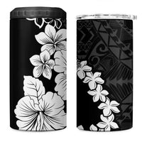 American Samoa Lotu Tamaiti 4 in 1 Can Cooler Tumbler White Sunday Plumeria Black Vibe LT9 One Size: 16 oz Black - Polynesian Pride
