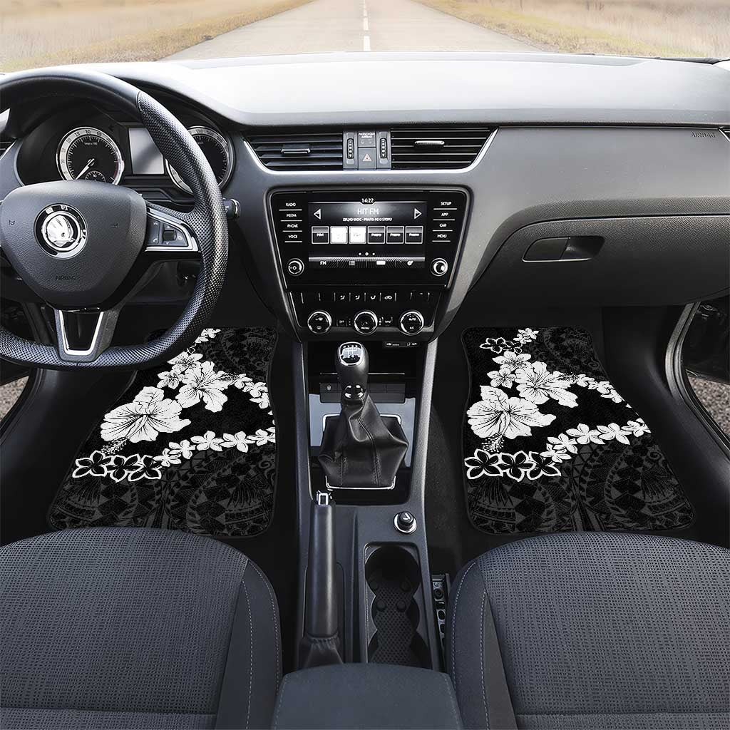 American Samoa Lotu Tamaiti Car Mats White Sunday Plumeria Black Vibe
