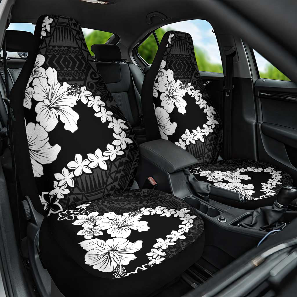 American Samoa Lotu Tamaiti Car Seat Cover White Sunday Plumeria Black Vibe LT9 One Size Black - Polynesian Pride